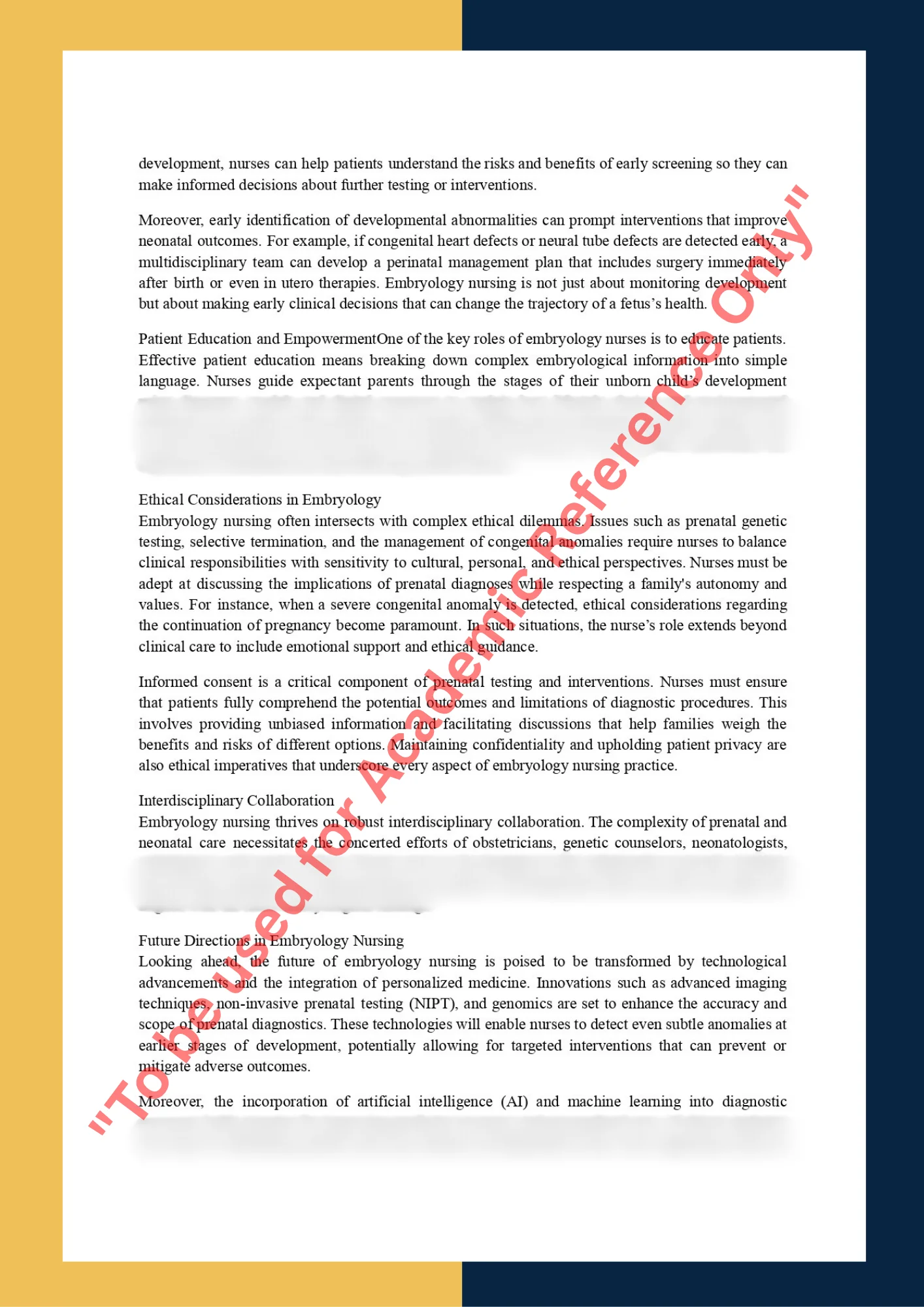 Assignment Sample Of Subject EN 531 – Embryology Nursing 1
